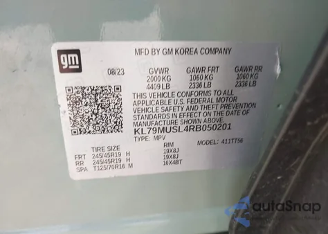 2024 Chevrolet Trailblazer Awd Rs z USA, uszkodzony, nr VIN KL79MUSL4RB050201